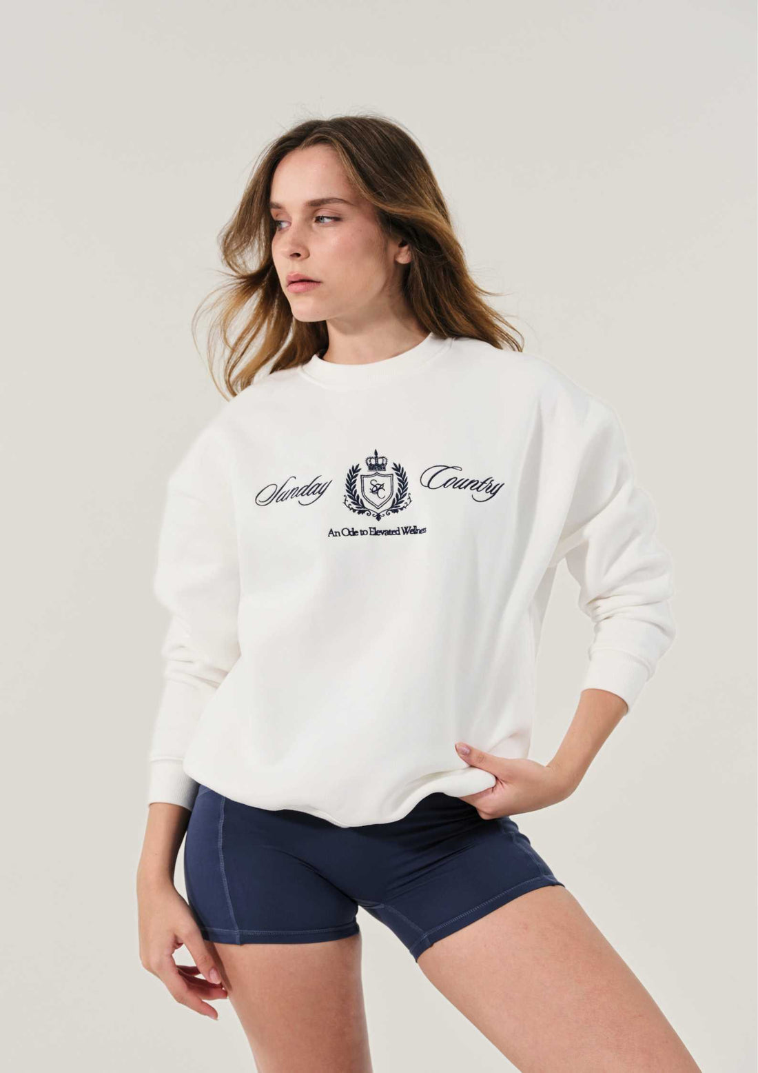 Sunday Country Club Crew Neck Sweater in Ivory