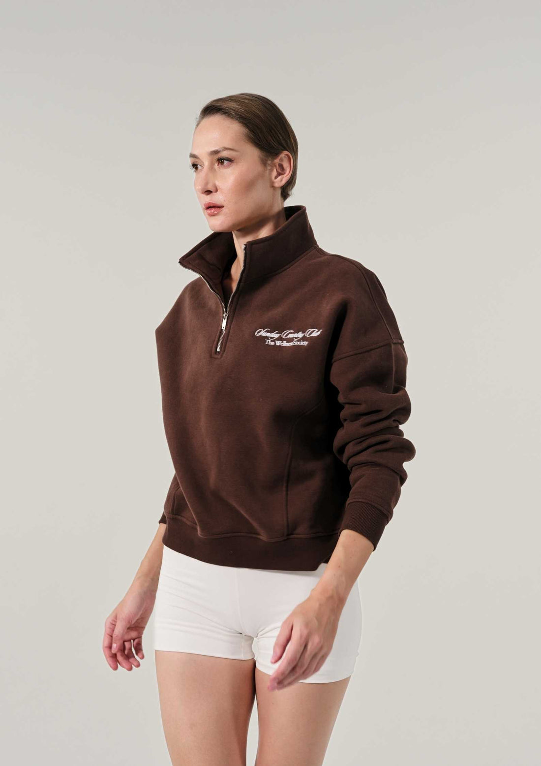 Sunday Country Club Half-Zip Sweater in Mahogany