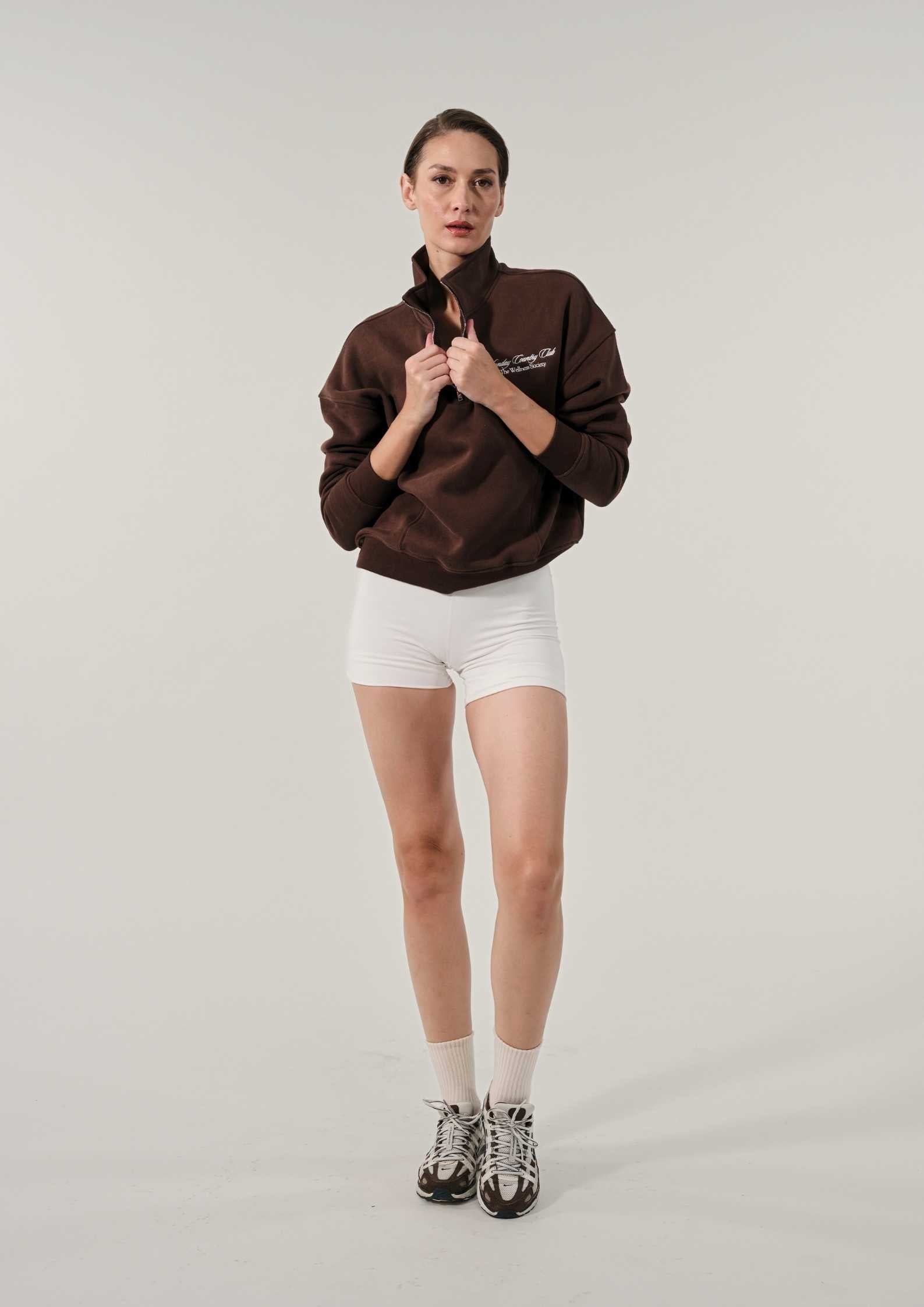 Sunday Country Club Half-Zip Sweater in Mahogany
