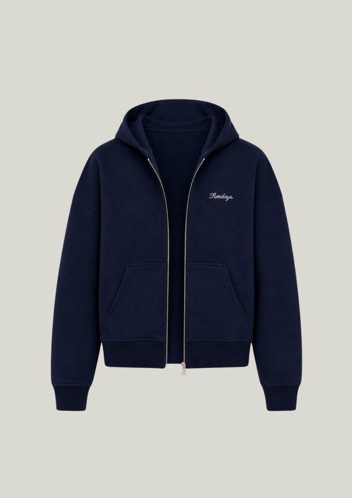 Sundays 100% Cotton Zip Hoodie in Royale Blue