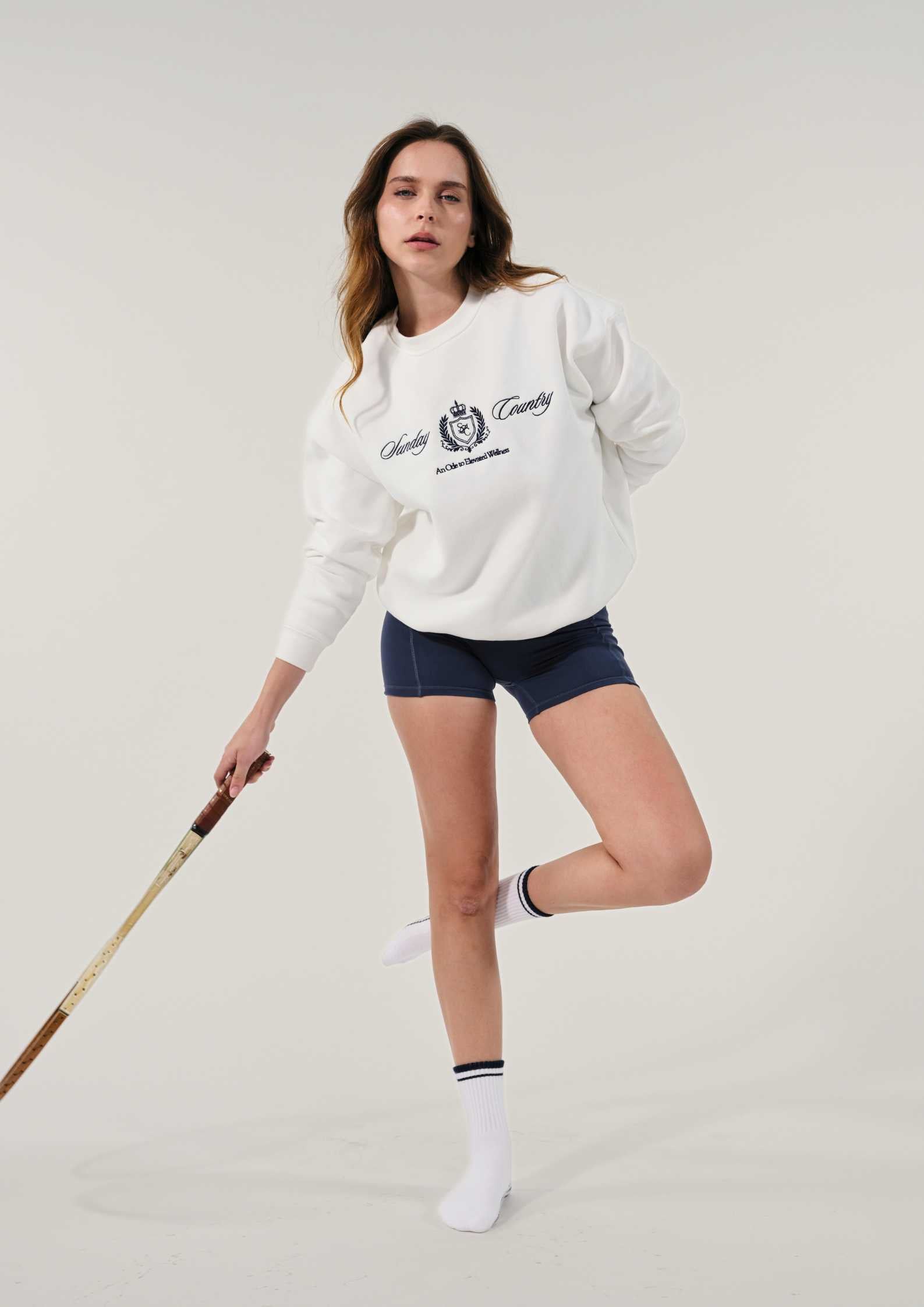 Sunday Country Club Crew Neck Sweater in Ivory