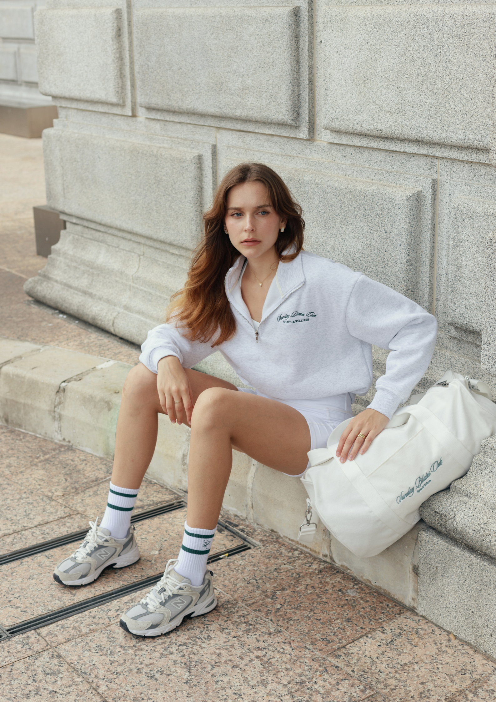 Half-Zip Sweater in Heather Grey