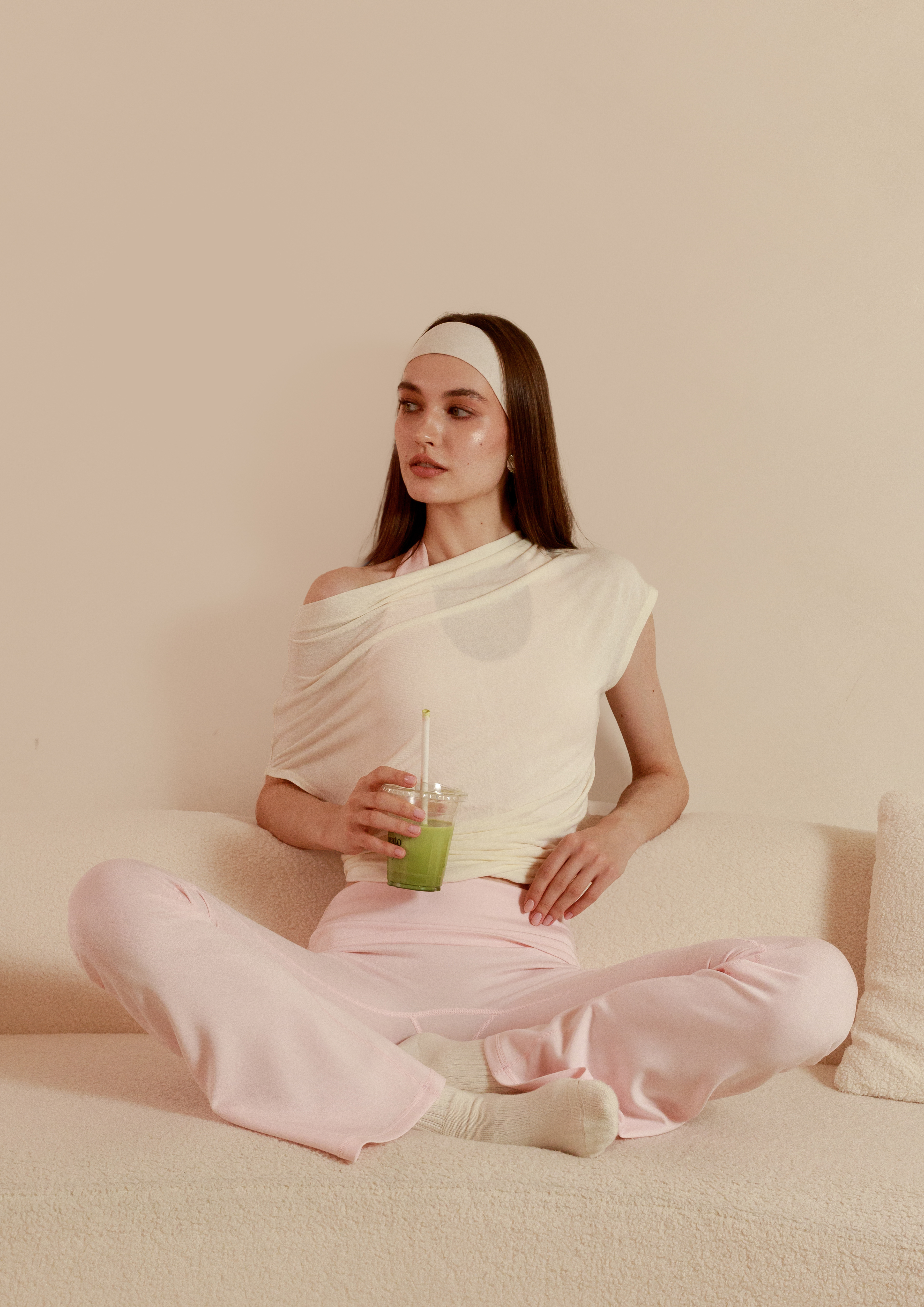 Buttery Soft Drape Off-Shoulder Top in Vanilla