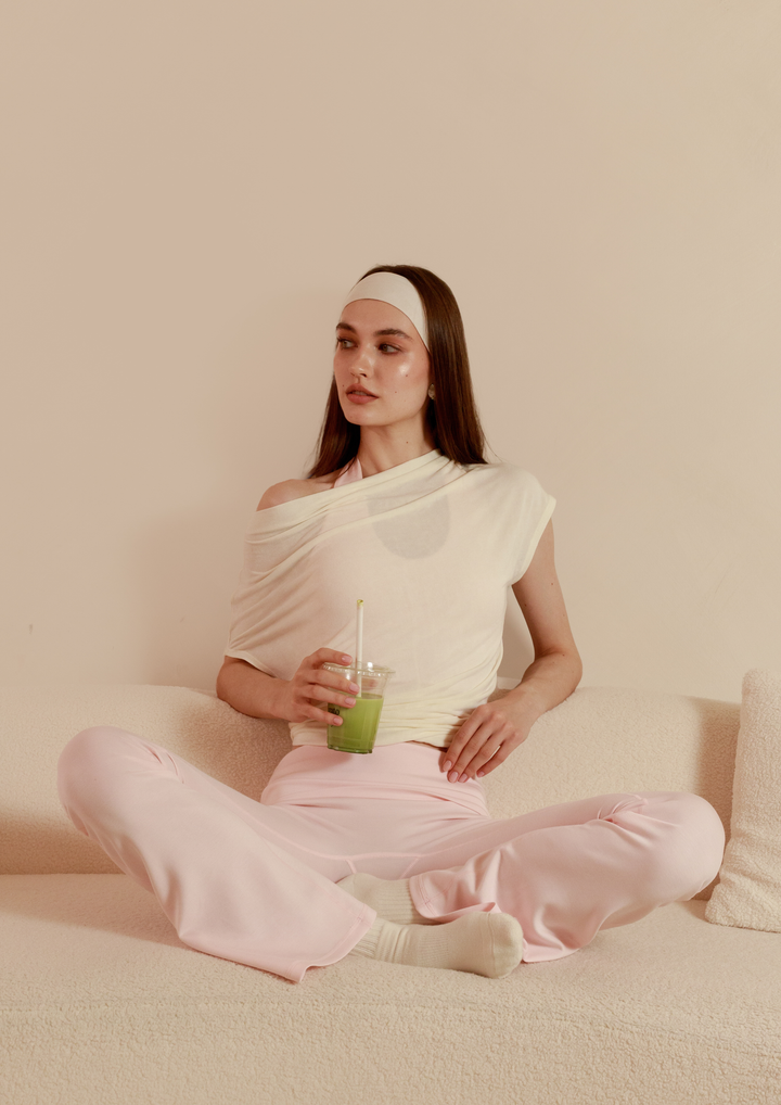 Buttery Soft Drape Off-Shoulder Top in Vanilla