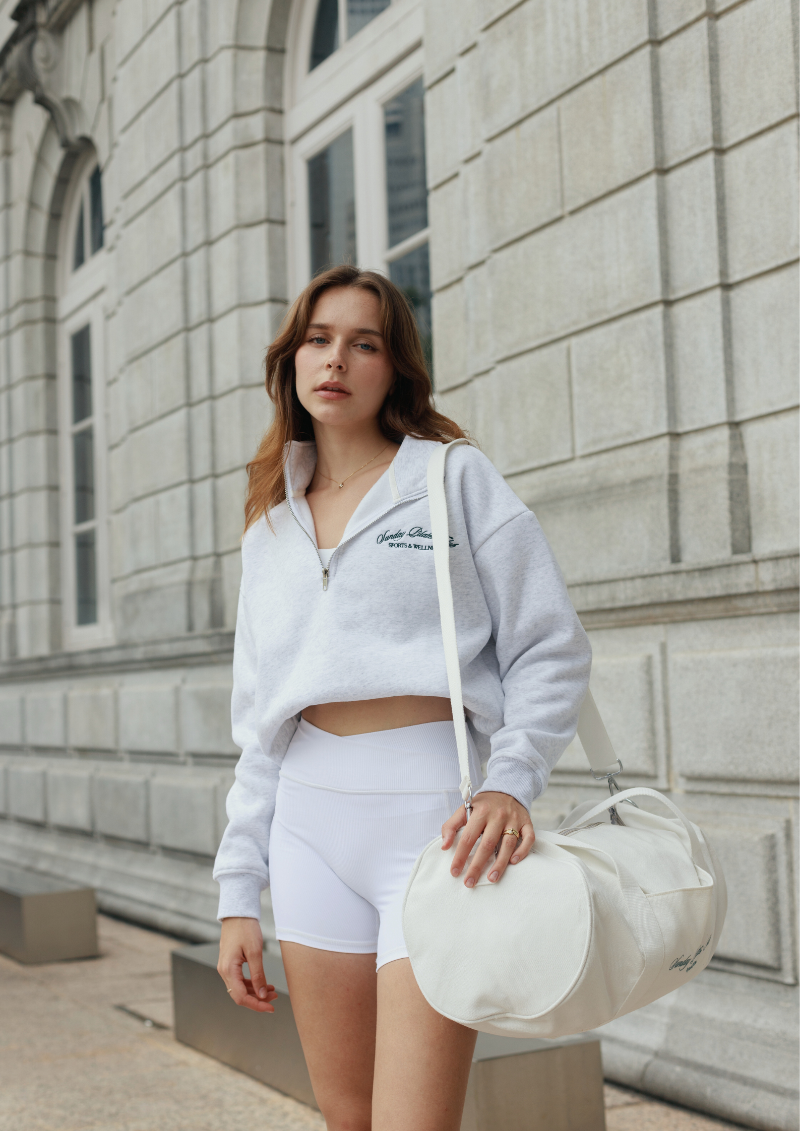 Half-Zip Sweater in Heather Grey