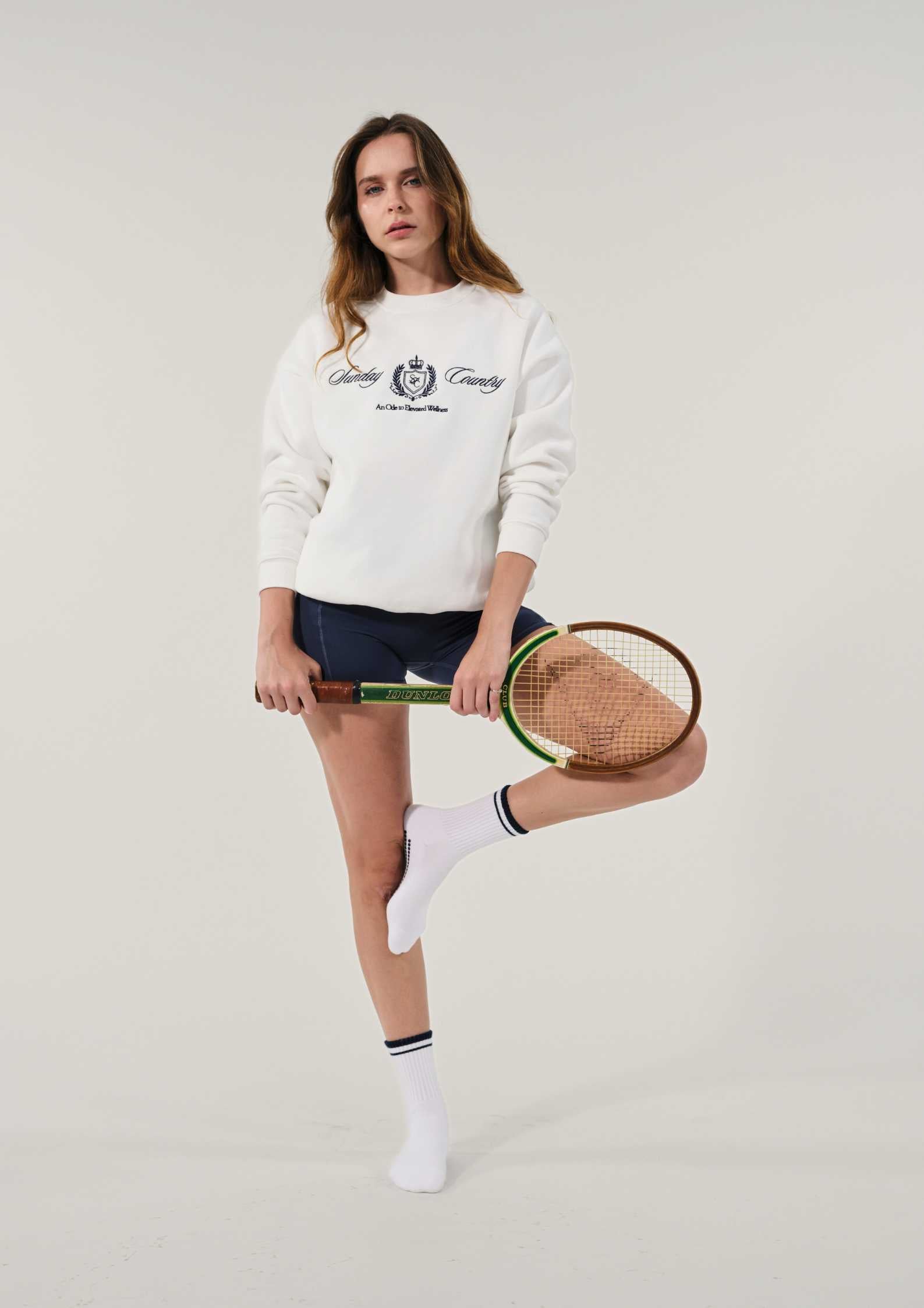 Sunday Country Club Crew Neck Sweater in Ivory