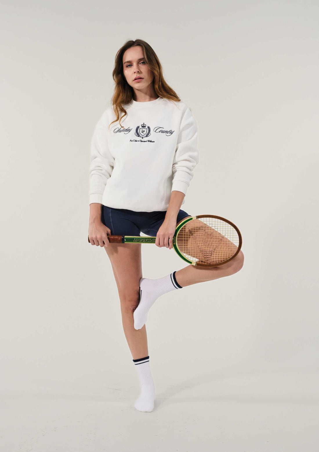 Sunday Country Club Crew Neck Sweater in Ivory