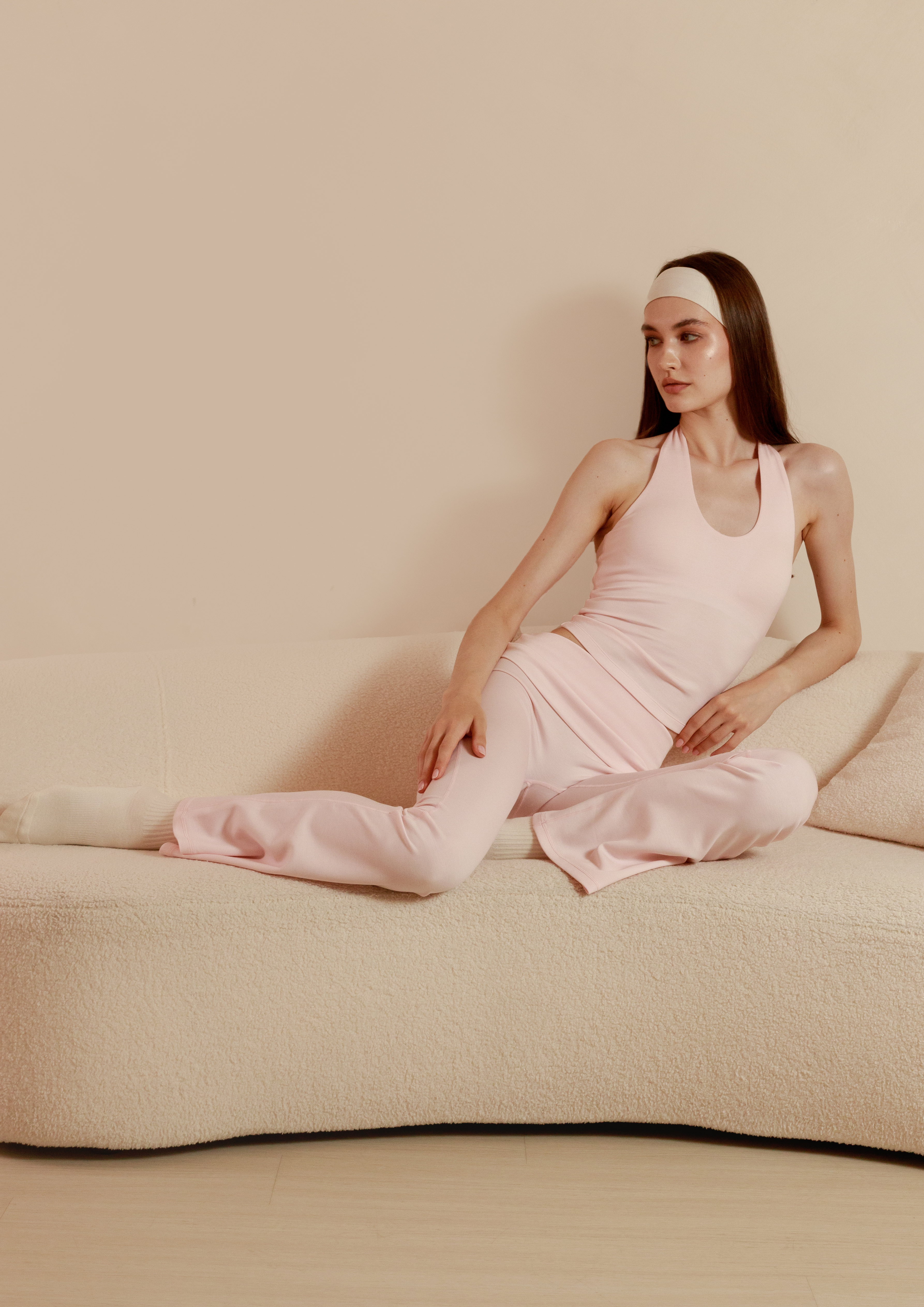 Soft Sculpt Halter Top in Strawberry Milk