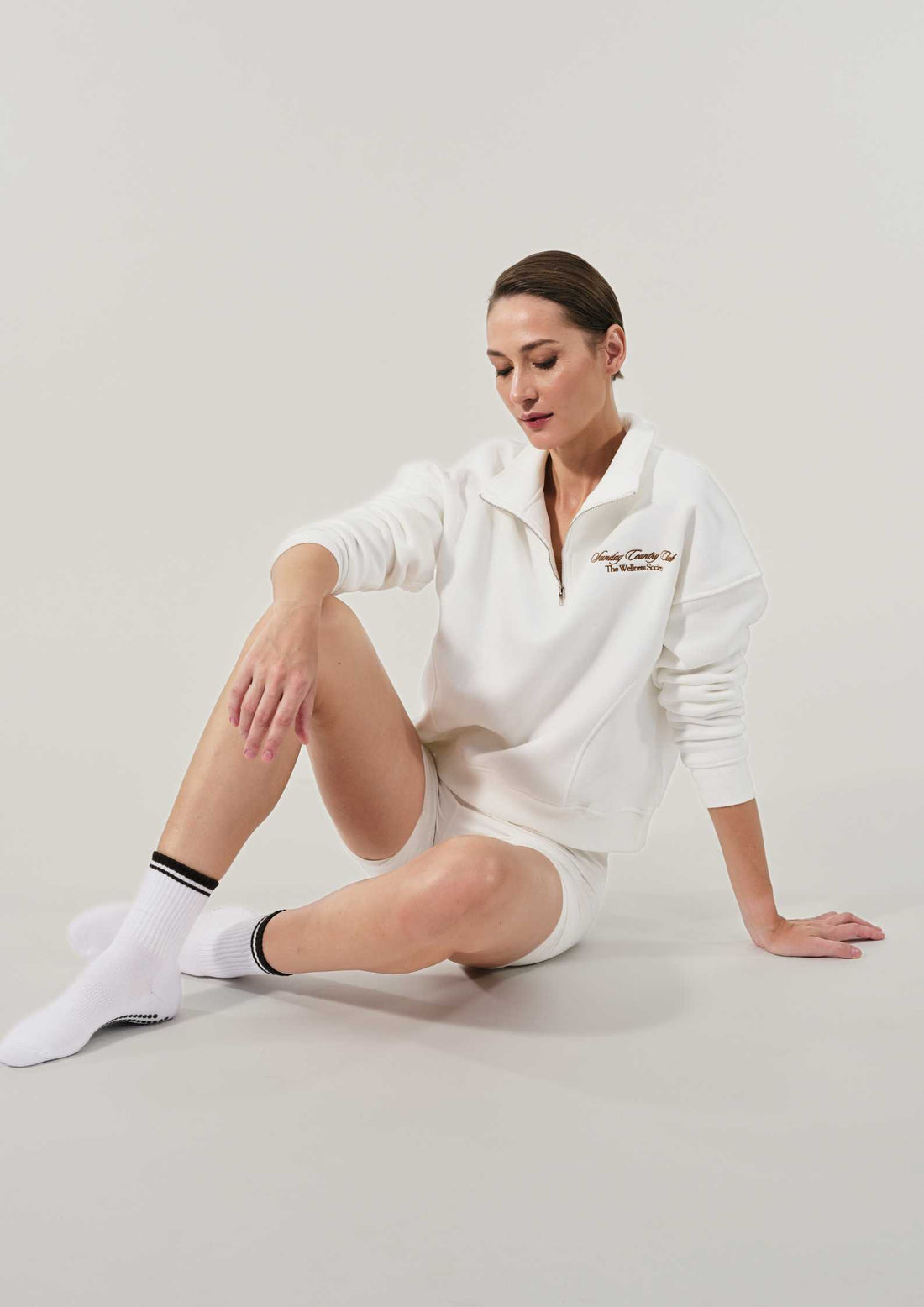 Sunday Country Club Half-Zip Sweater in Ivory