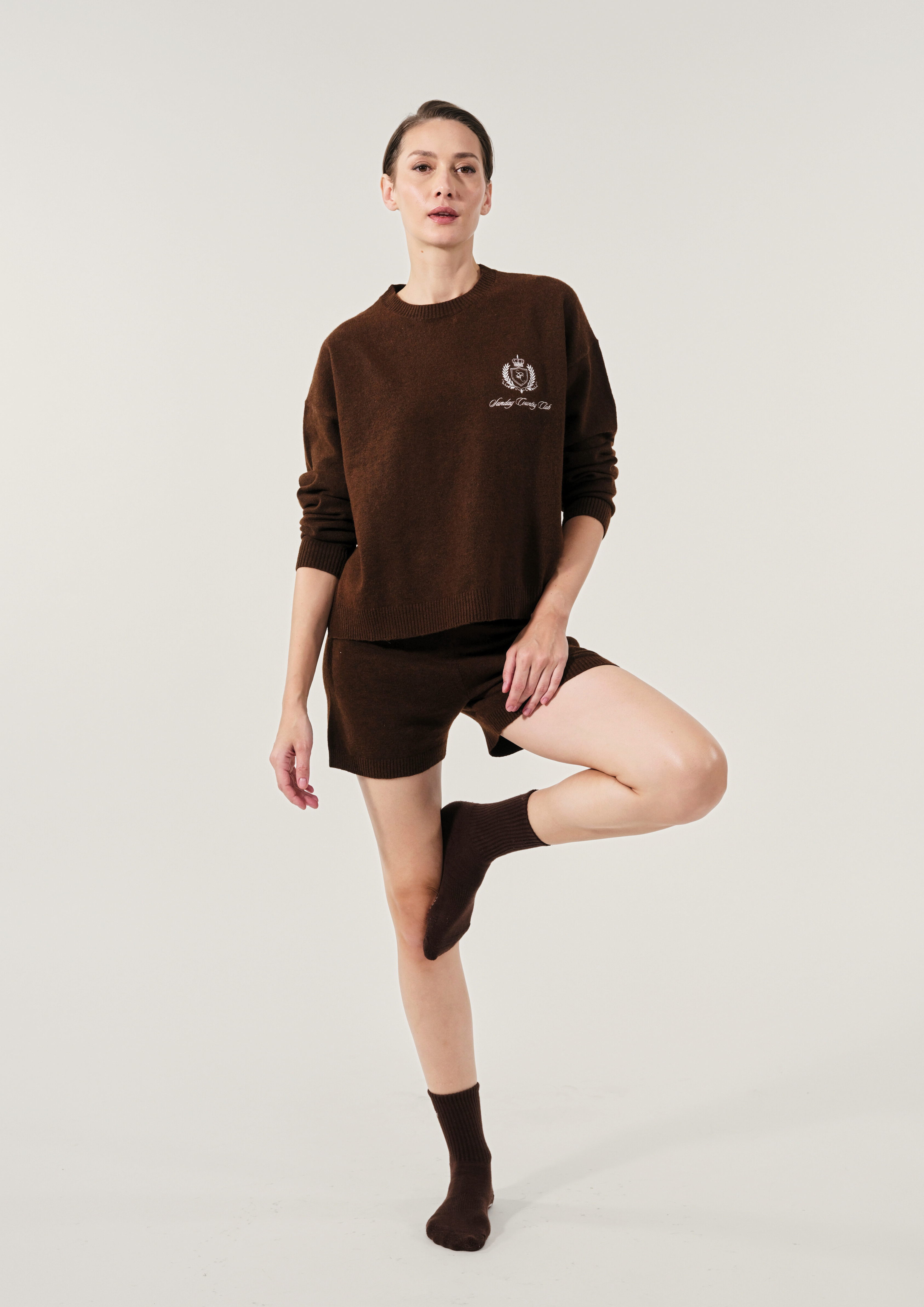 Sunday Country Club Knit Sweater in Mahogany