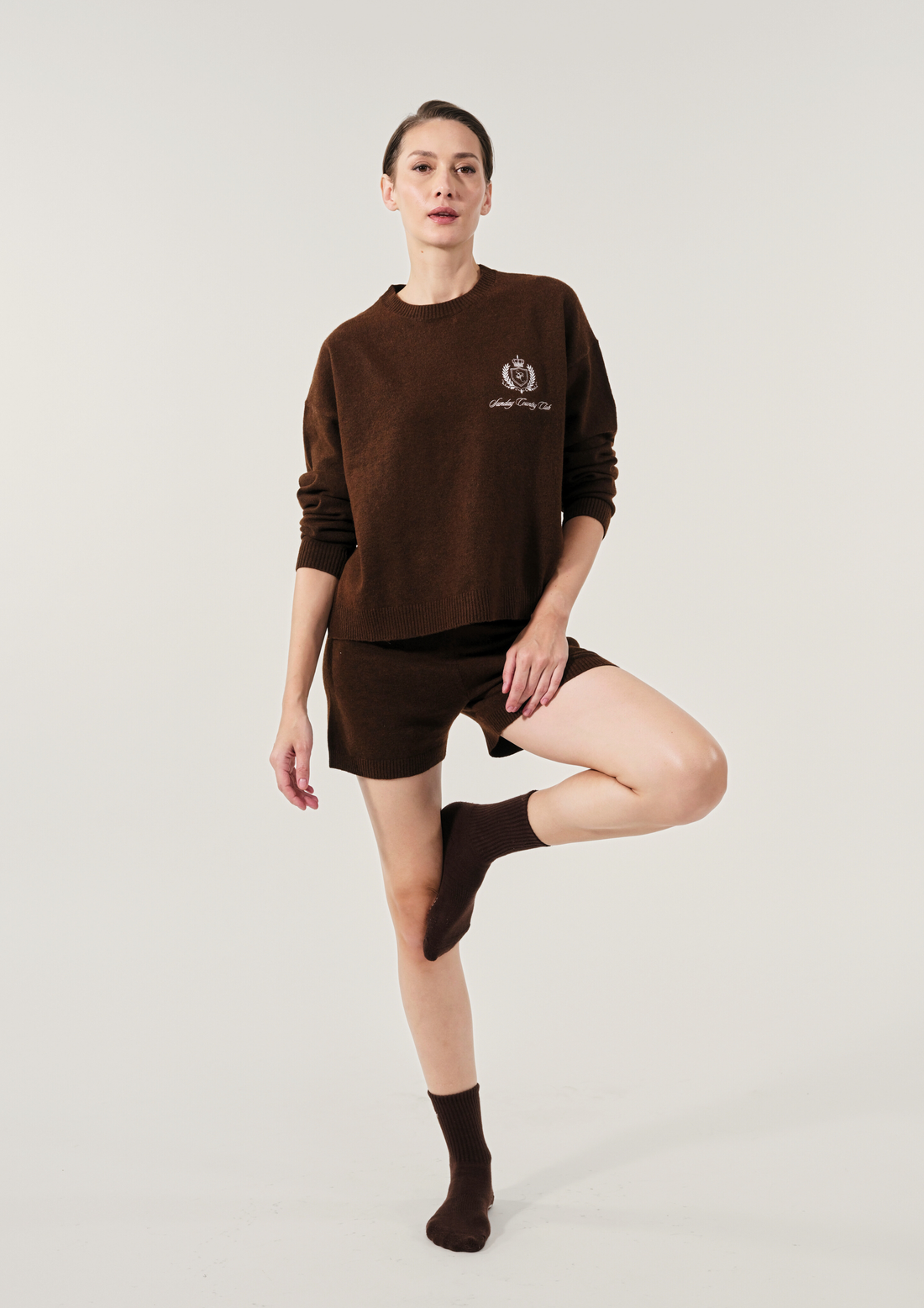 Sunday Country Club Knit Sweater in Mahogany