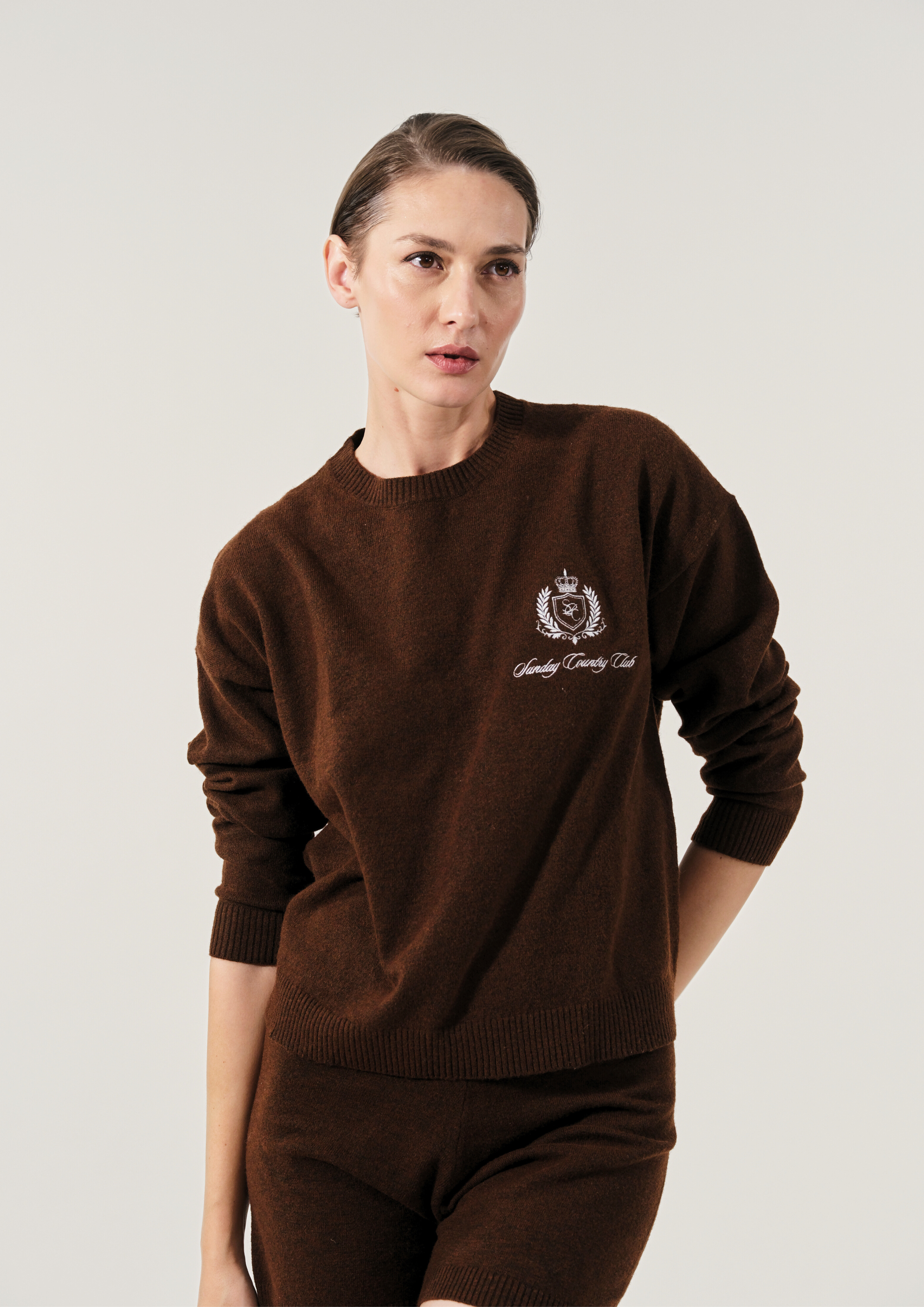 Sunday Country Club Knit Sweater in Mahogany