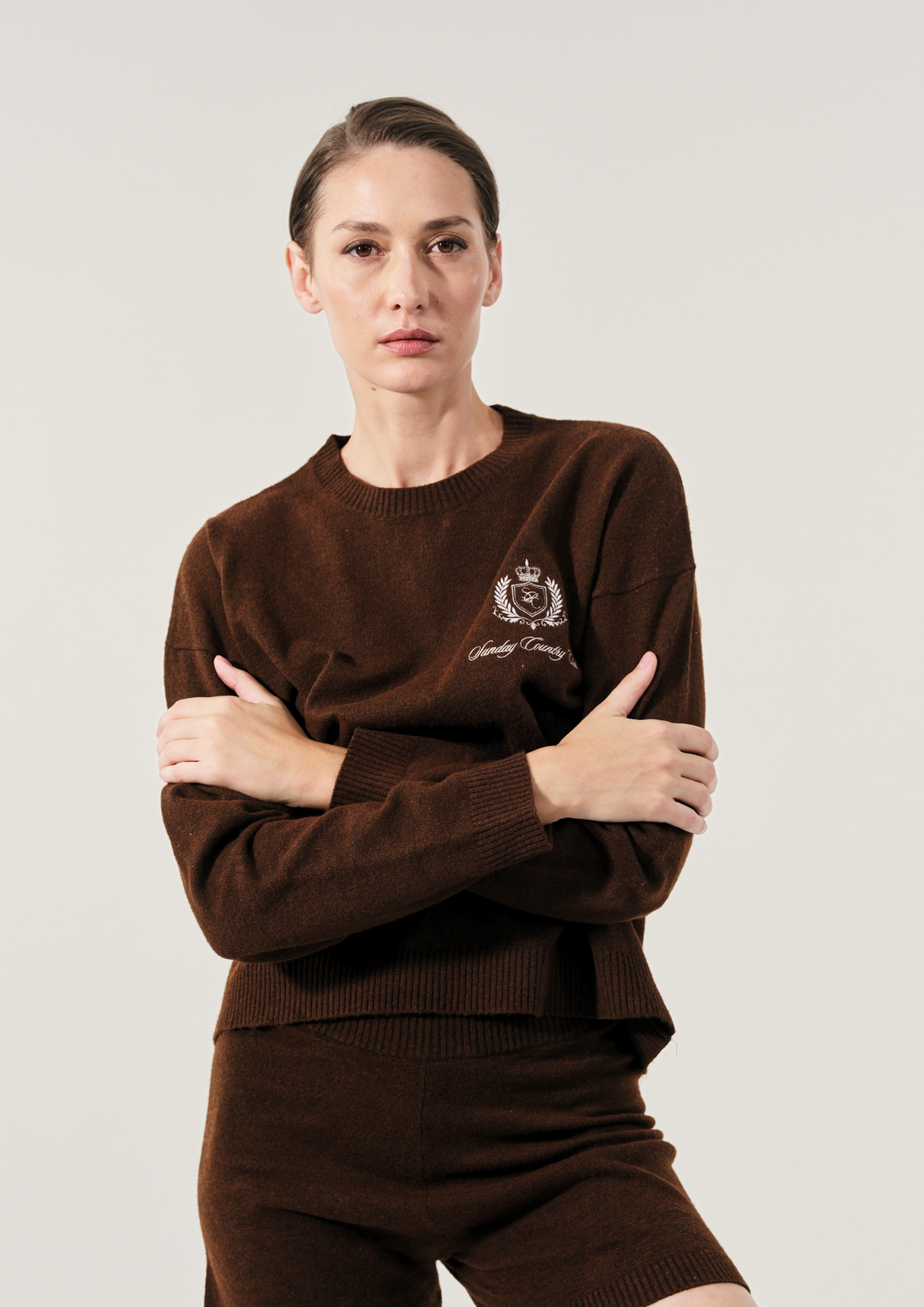 Sunday Country Club Knit Sweater in Mahogany