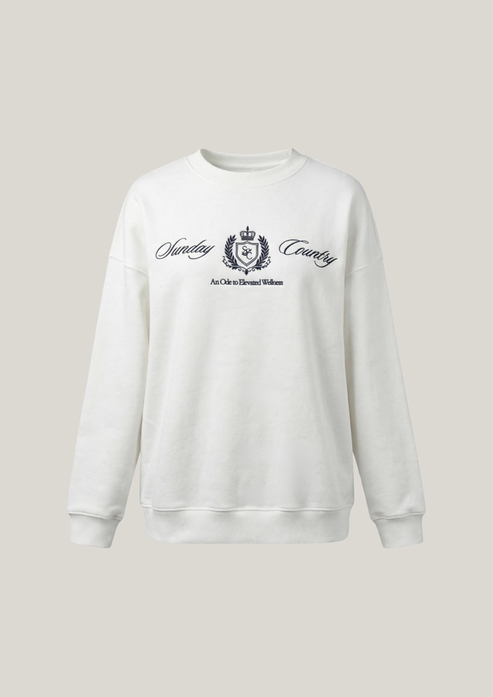 Sunday Country Club Crew Neck Sweater in Ivory